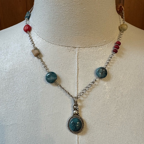 Elegant Silver Multi-Color Beaded Necklace - Picture 1 of 5